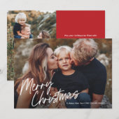 Script Lettering Merry Christmas 2 Foto Feestdagenkaart (Voorkant / Achterkant)