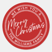 Script Lettering Prettig Kerstfeest Ronde Sticker (Voorkant)