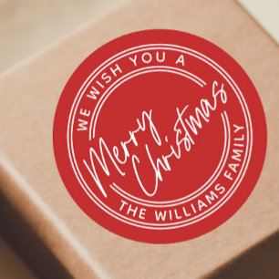 Script Lettering Prettig Kerstfeest Ronde Sticker