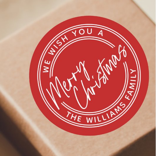 Script Lettering Prettig Kerstfeest Ronde Sticker