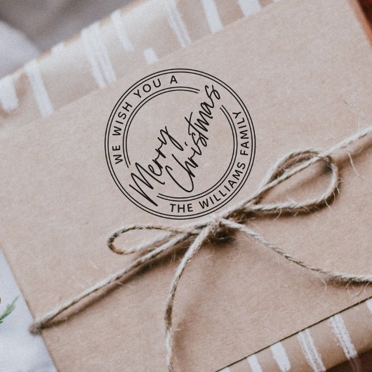Script Lettering Prettig Kerstfeest Zelfinktende Stempel