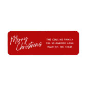 Script Lettering Prettig Kerstmis Retouradres Etiket (Voorkant)