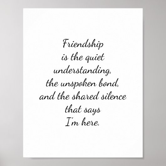 Script Lettering Vriendschap Quote Kunst Poster (Voorkant)