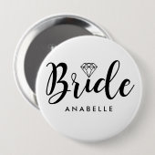 Script Letters "Bride" gepersonaliseerd Ronde Button 4,0 Cm (Voorkant /achterkant)