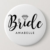 Script Letters "Bride" gepersonaliseerd Ronde Button 4,0 Cm (Voorkant)