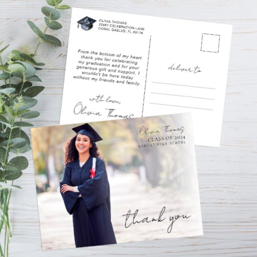 Script Lettertype Afstudeer Foto Bedankt Briefkaart