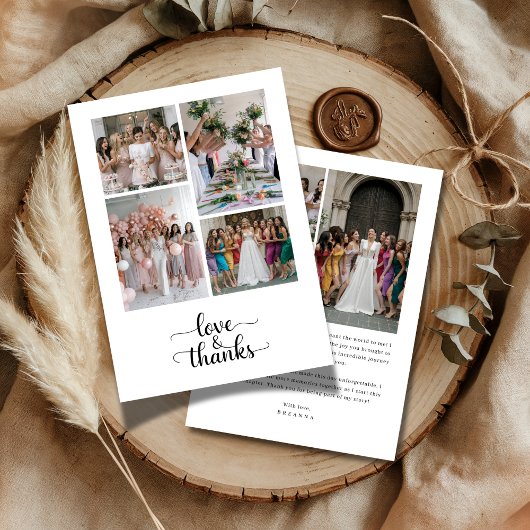 Script Liefde & Dank 7 Foto Collage Bruidsmeisje F Bedankkaart