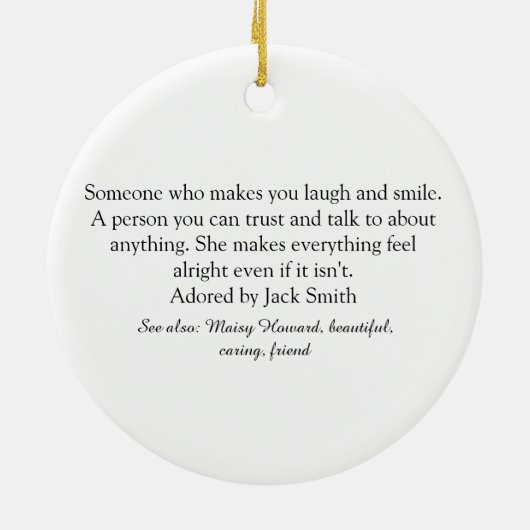 Script Liefde Hart Vriendin Definitie Keramisch Ornament (Achterkant)