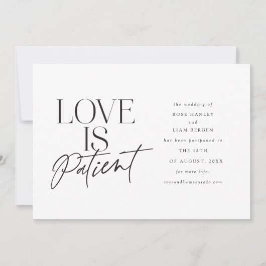 Script Love Bruiloft Uitgesteld Nieuwe Datum Aankondiging (Voorkant)
