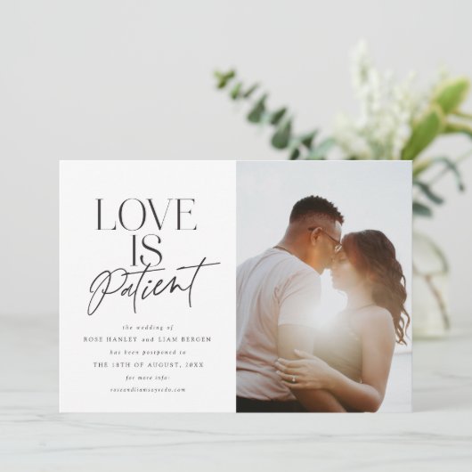 Script Love Bruiloft Uitgesteld Wijzig de Datum Aankondiging (Staand voorkant)