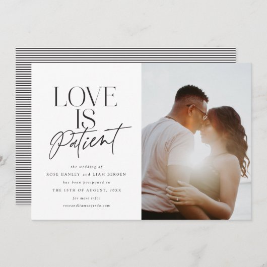 Script Love Bruiloft Uitgesteld Wijzig de Datum Aankondiging (Voorkant / Achterkant)