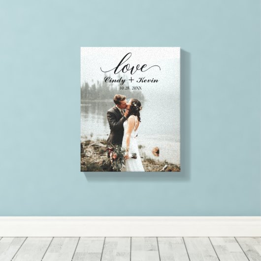 Script Love Custom Family Name Weddenschap Bride G Canvas Afdruk (Insitu (Houten vloer))