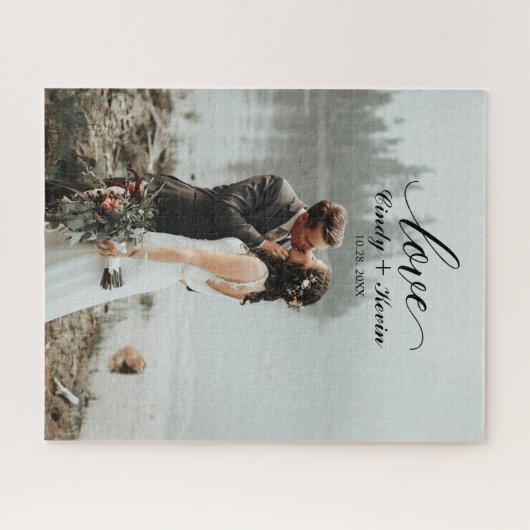 Script Love Custom Family Name Weddenschap Bride G Legpuzzel (Horizontaal)
