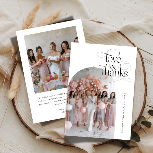 Script Love & Thanks Bruidsboog foto Bedankkaart
