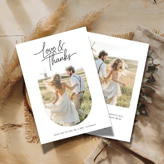 Script Love & Thanks Capsule Foto Bruiloft Cadeau Bedankkaart