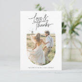 Script Love & Thanks Capsule Fotografie Bruidspaar Bedankkaart (Staand voorkant)