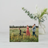 script lunatique photo joyeuse carte de vacances (Debout devant)