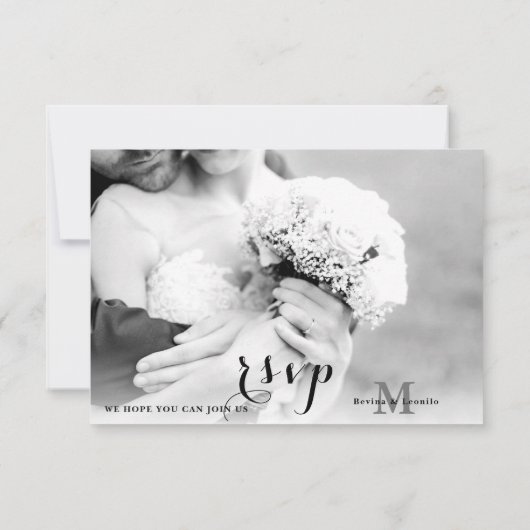 Script M simple et élégant | Carte RSVP de mariage (Dos)