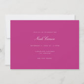 Script Magenta Bachelor Party Invitation Kaart (Achterkant)
