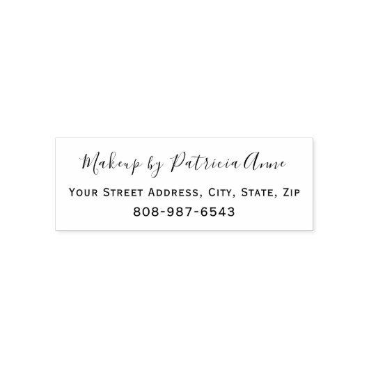 Script Make-up Studio Naam Retouradres Telefoon Zelfinktende Stempel (Design)