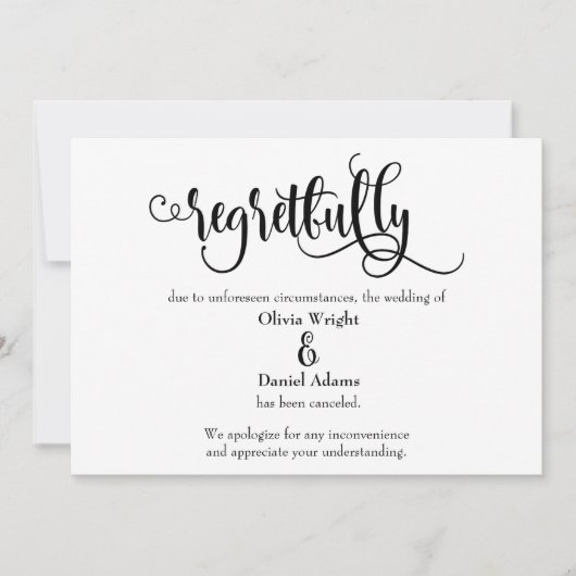 Script malheureusement annulé Mariage Faire-part (Devant)