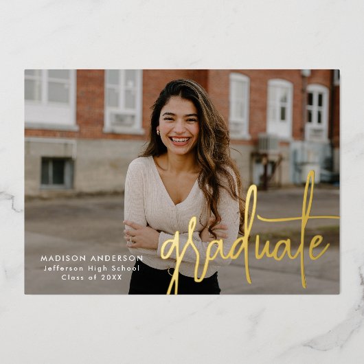 Script manuscrit 2 Faire-part de diplôme photo (Recto)