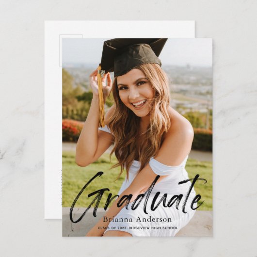 Script manuscrit Faire-part d'obtention d'un diplô (Devant / Derrière)