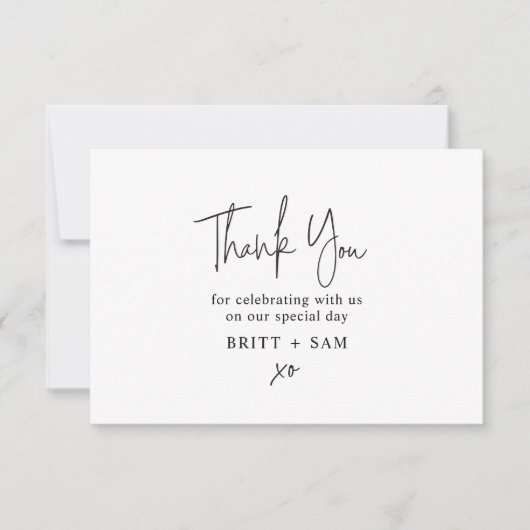 Script manuscrit minimaliste de Merci Mariage (Devant)