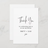 Script manuscrit minimaliste de Merci Mariage (Devant / Derrière)