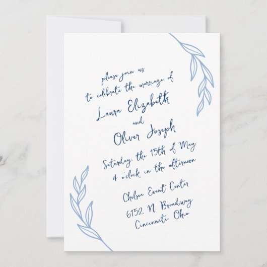 Script manuscrit moderne Invitations de mariage bl (Devant)