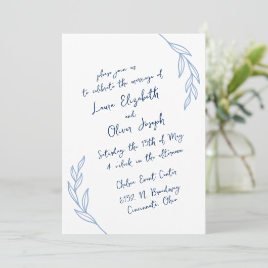 Script manuscrit moderne Invitations de mariage bl (Debout devant)