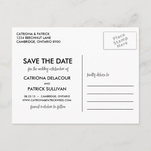 Script manuscrit noir Enregistrer la carte postale (Dos)