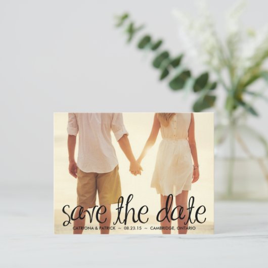 Script manuscrit noir Enregistrer la carte postale (Debout devant)