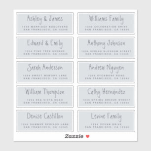 Script manuscrit Pastel Étiquettes de adresse Bleu