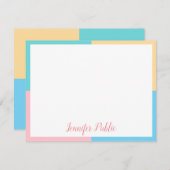 Script manuscrit rose Jaune Bleu Vert Modèle (Devant / Derrière)