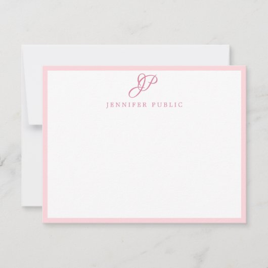 Script manuscrit rose Monogramme Modèle simple (Devant)