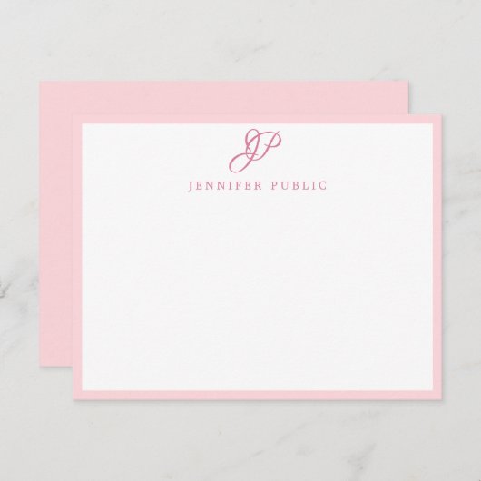 Script manuscrit rose Monogramme Modèle simple (Devant / Derrière)