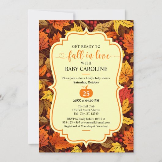  Script Maple verlaat Herfst Baby shower Kaart (Voorkant)