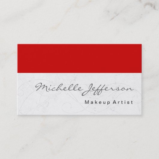Script maquillage Motif rouge Carte de visite (Devant)