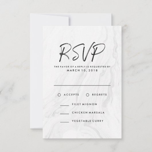 Script Marbre blanc moderne | Menu Mariage RSVP (Devant)