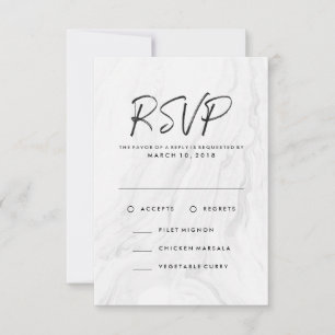Script Marbre blanc moderne   Menu Mariage RSVP