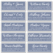 Script Mariage bleu foncé Étiquette de adresse inv (Devant)