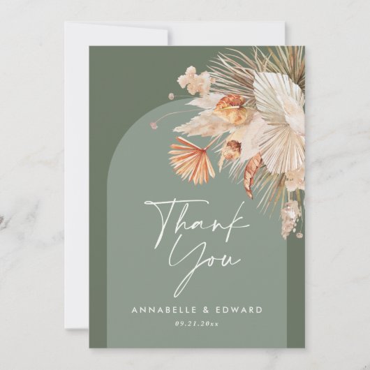 Script mariage élégant merci sage vert moderne (Devant)