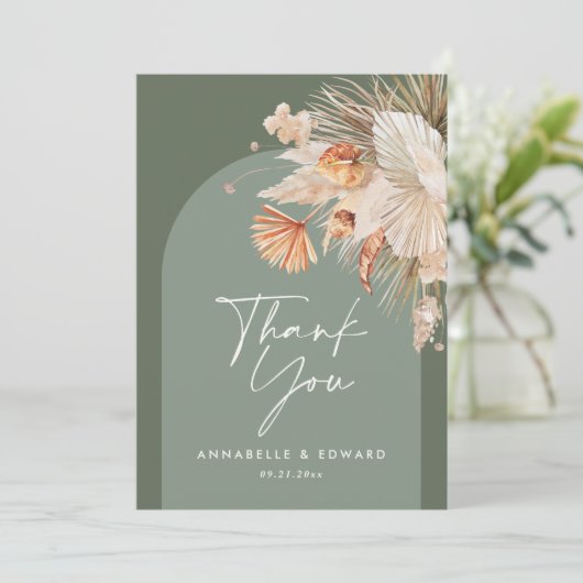 Script mariage élégant merci sage vert moderne (Debout devant)