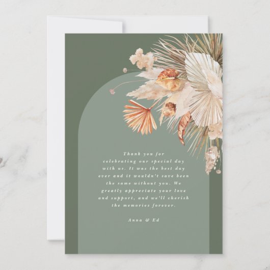 Script mariage élégant merci sage vert moderne (Dos)