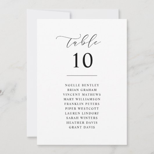 Script Mariage Numéro de table Carte de réception (Devant)