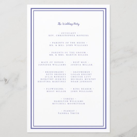 Script Mariage périphérique Programme de cérémonie (Dos)