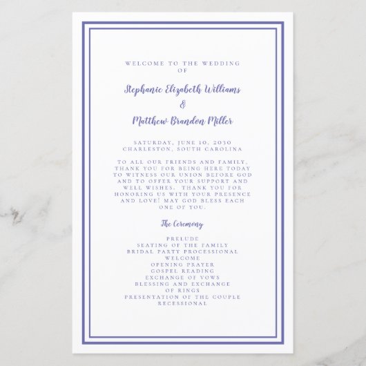 Script Mariage périphérique Programme de cérémonie (Devant)