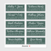 Script Mariage vert foncé Étiquette de adresse inv (Feuille)