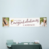 Script Maroon CONGRATULATIONS Photo Afstuderen Spandoek (Beurs)
